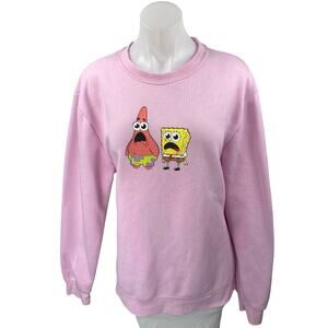 Nickelodeon Pink Spongebob Squarepants Long Sleeve Fleece Sweatshirt Top Size L